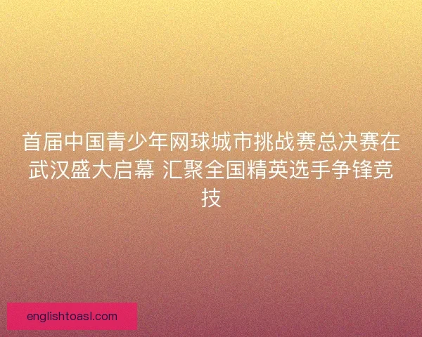 首届中国青少年网球城市挑战赛总决赛在武汉盛大启幕 汇聚全国精英选手争锋竞技